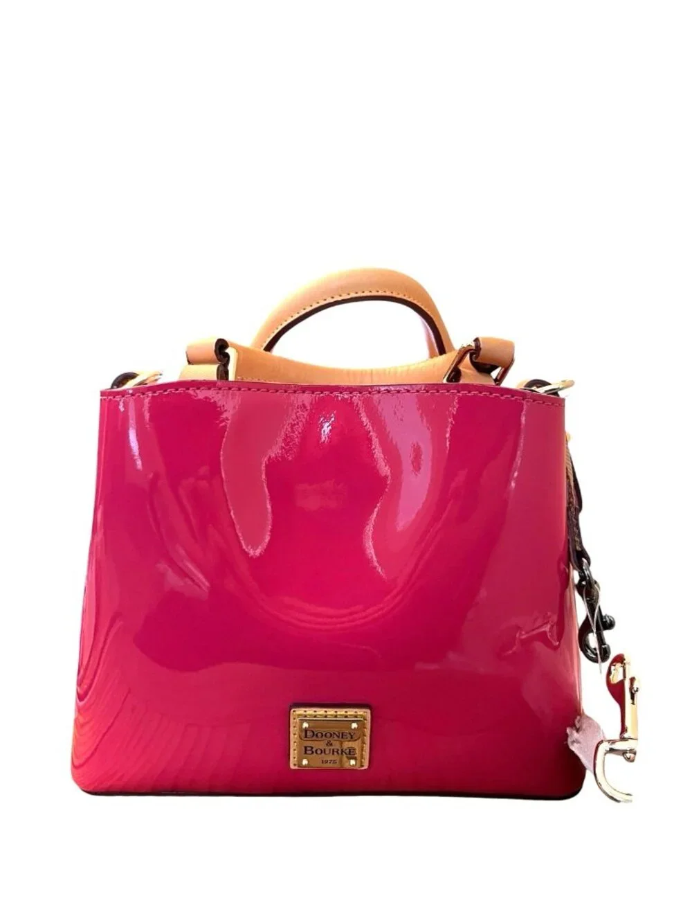 Dooney & Bourke Hot Pink Patent Leather Satchel Crossbody Bag Mini Barlow NWT